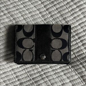 Coach Black and Gray Logo Wallet